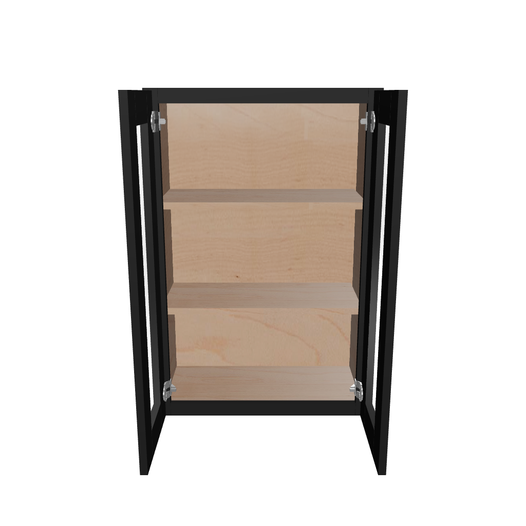 Modernform Cabinet Onyx Black Shaker 24" W X 36" H X 12" D Double Glass Door Wall Cabinet