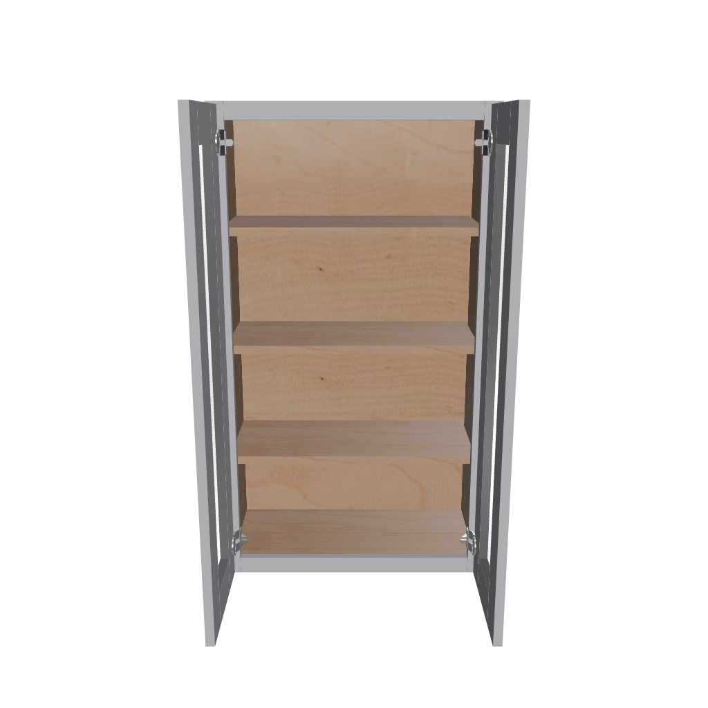 Modernform Cabinet Grey Shaker 24" W X 42" H X 12" D Double Glass Door Wall Cabinet