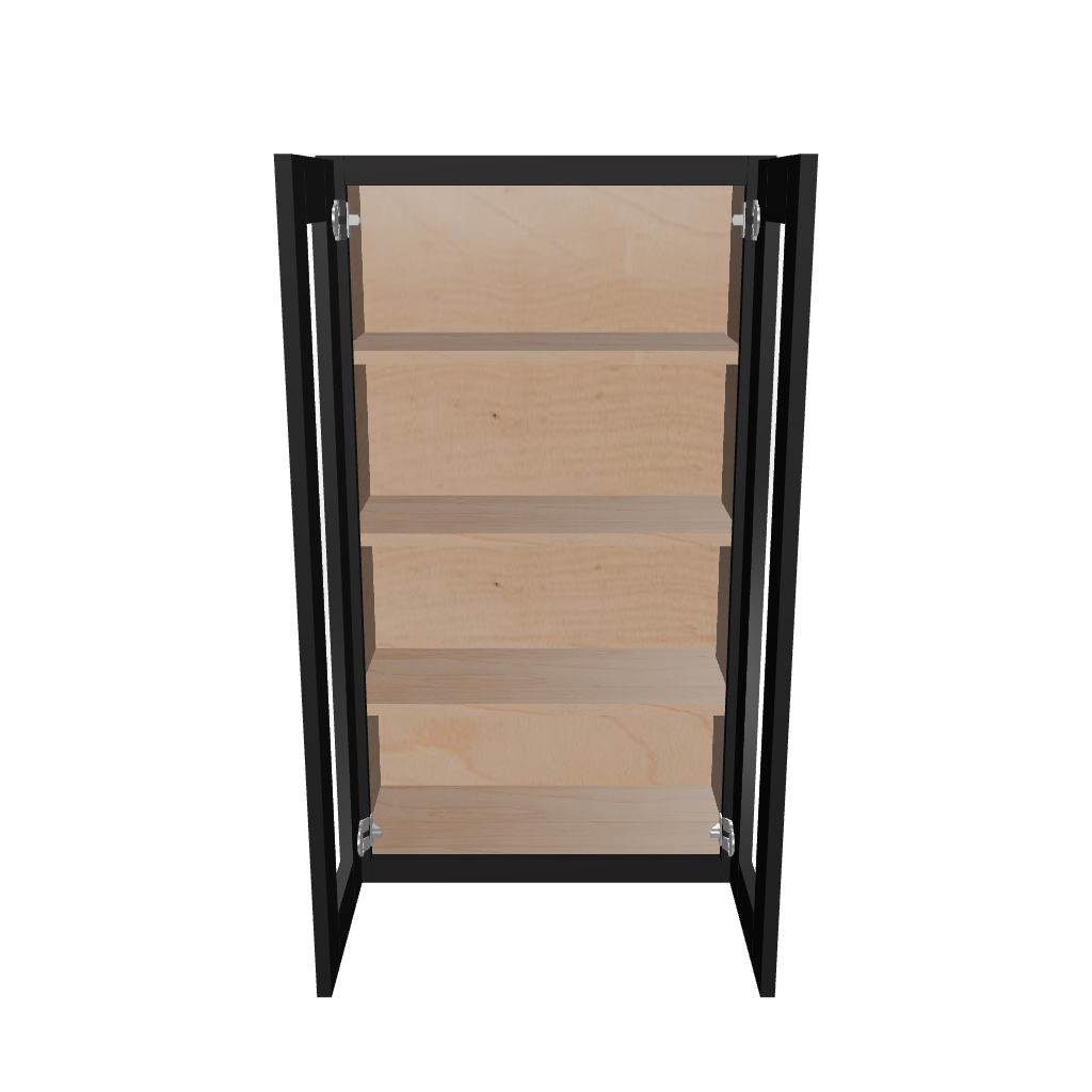 Modernform Cabinet Onyx Black Shaker 24" W X 42" H X 12" D Double Glass Door Wall Cabinet