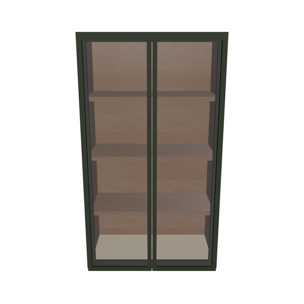 Modernform Cabinet Slim Sage Green 24" W X 42" H X 12" D Double Glass Door Wall Cabinet