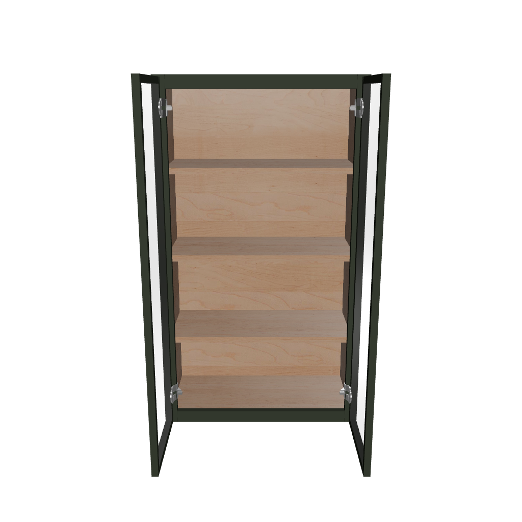 Modernform Cabinet Slim Sage Green 24" W X 42" H X 12" D Double Glass Door Wall Cabinet