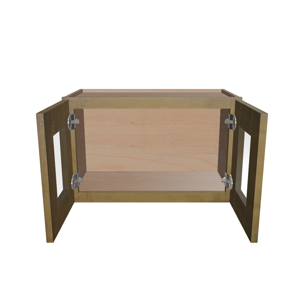 Modernform Cabinet Natural Shaker 27" W X 15" H X 12" D Double Glass Door Wall Cabinet