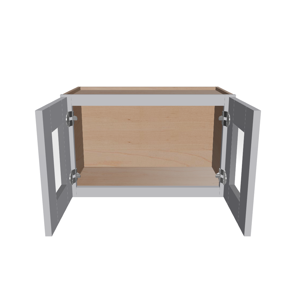 Modernform Cabinet Grey Shaker 27" W X 15" H X 12" D Double Glass Door Wall Cabinet