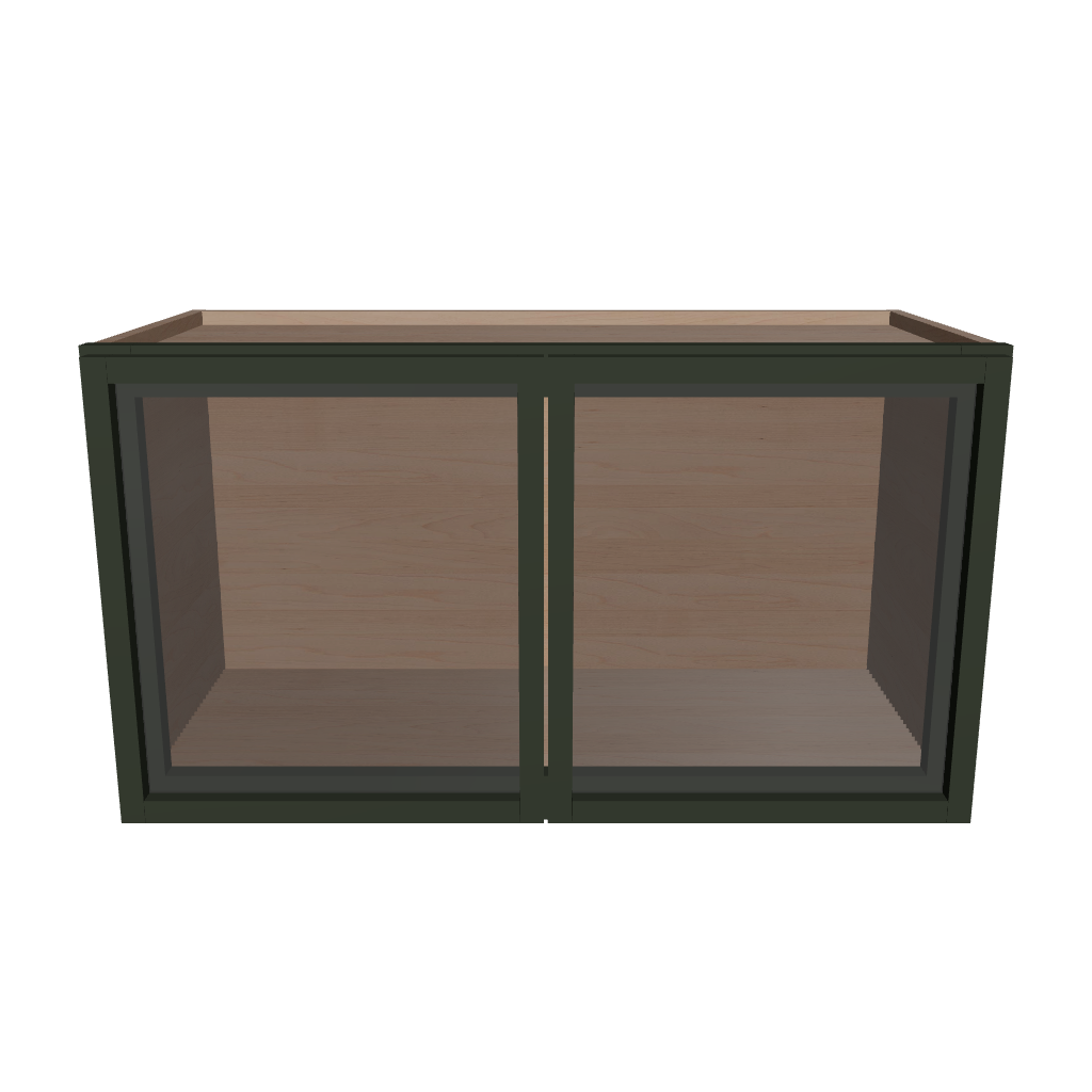Modernform Cabinet Slim Sage Green 27" W X 15" H X 12" D Double Glass Door Wall Cabinet