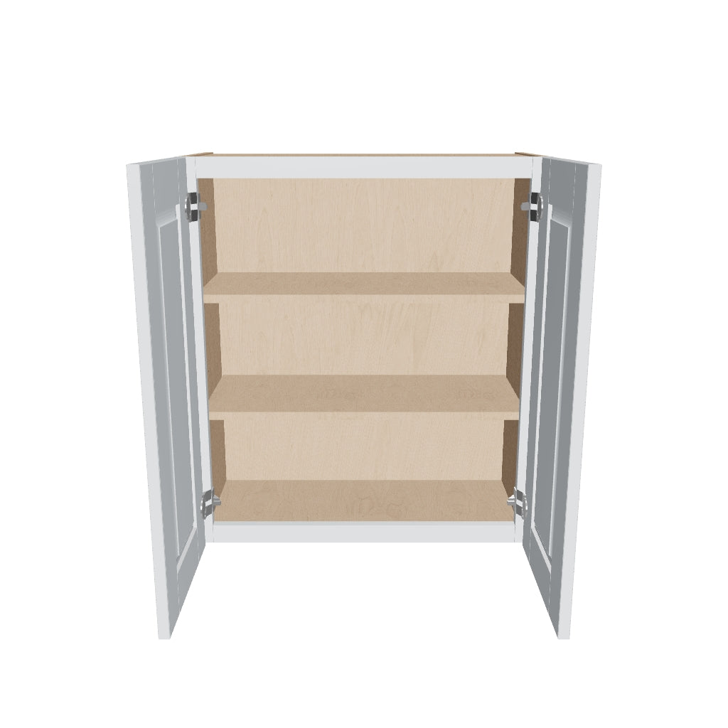 J&K White Shaker S8 Double Door Wall Cabinet   27" W x 30" H