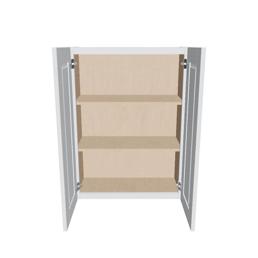 J&K White Shaker S8 Double Door Wall Cabinet   27" W x 36" H