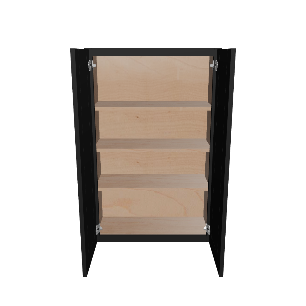 Modernform Cabinet Onyx Black Shaker 27" W X 42" H X 12" D Double Door Wall Cabinet