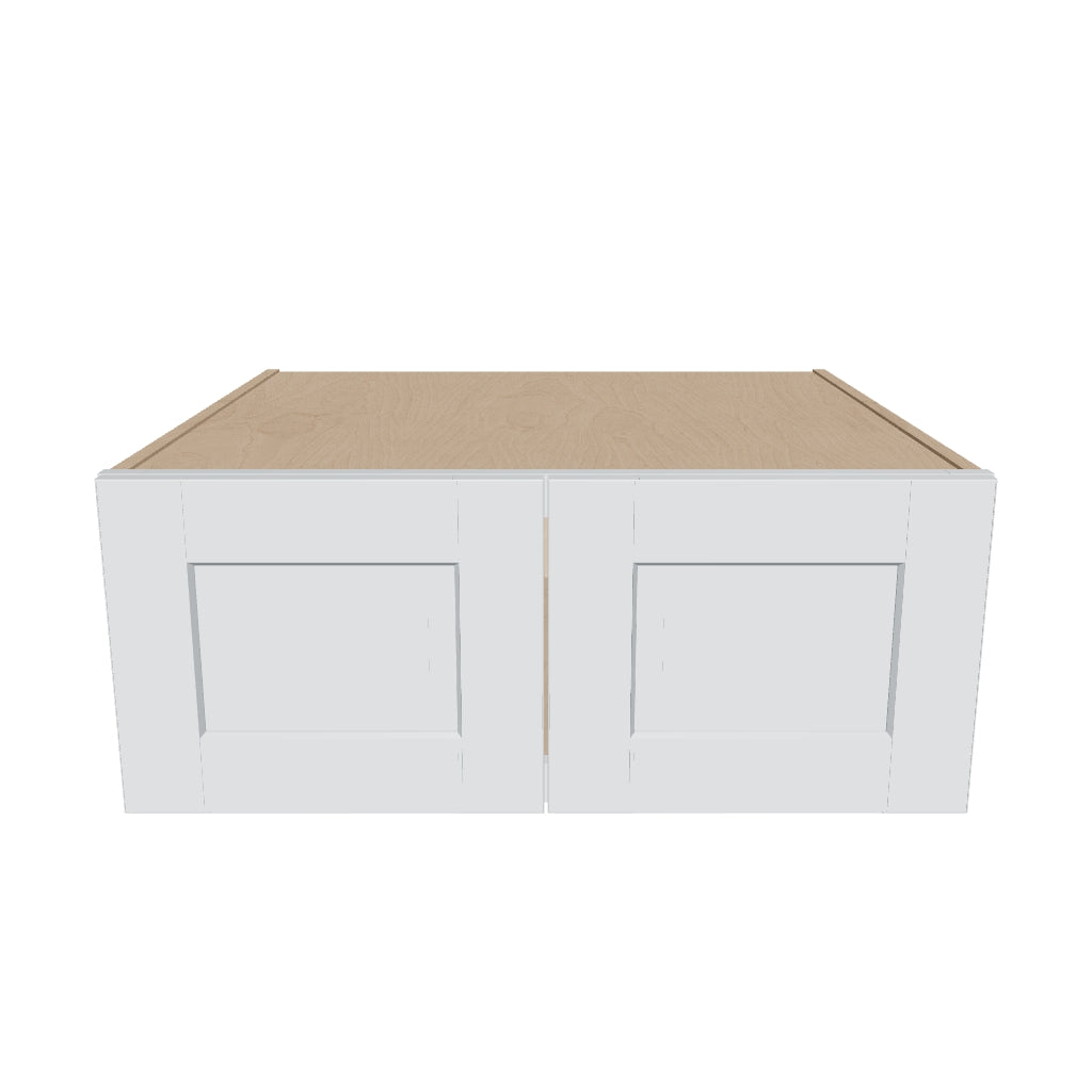 J&K White Shaker S8 Refrigerator Wall Cabinet   30" W x 12" H x 27" D