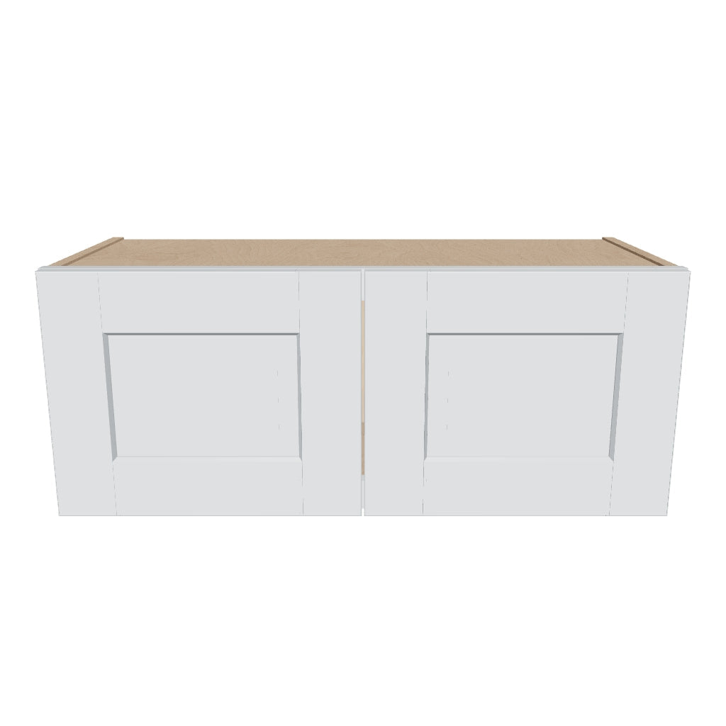 J&K White Shaker S8 Double Door Wall Cabinet   30" W x 12" H