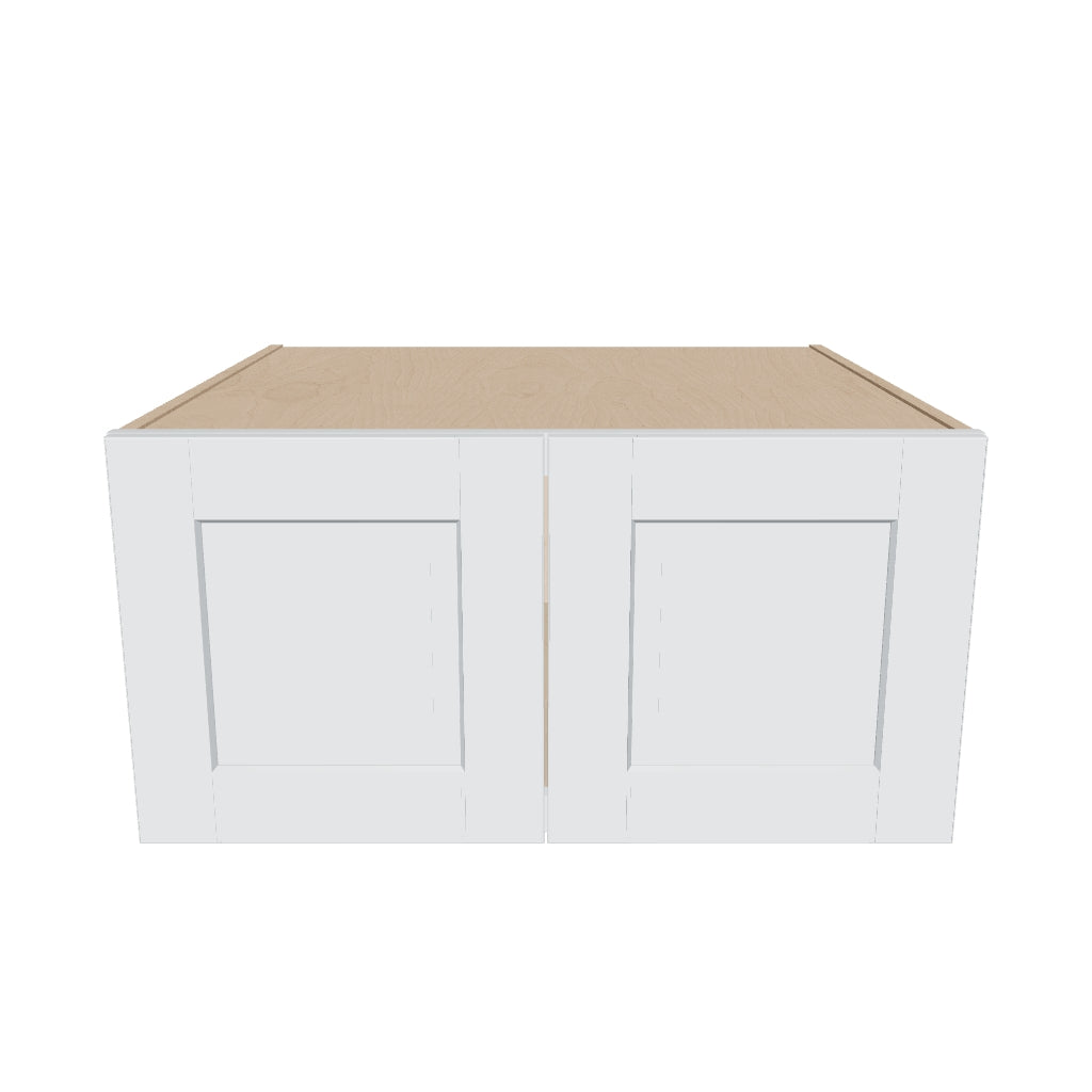 J&K White Shaker S8 Refrigerator Wall Cabinet   30" W x 15" H x 27" D