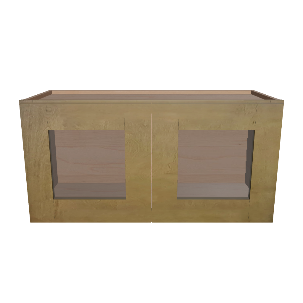 Modernform Cabinet Natural Shaker 30" W X 15" H X 12" D Double Glass Door Wall Cabinet