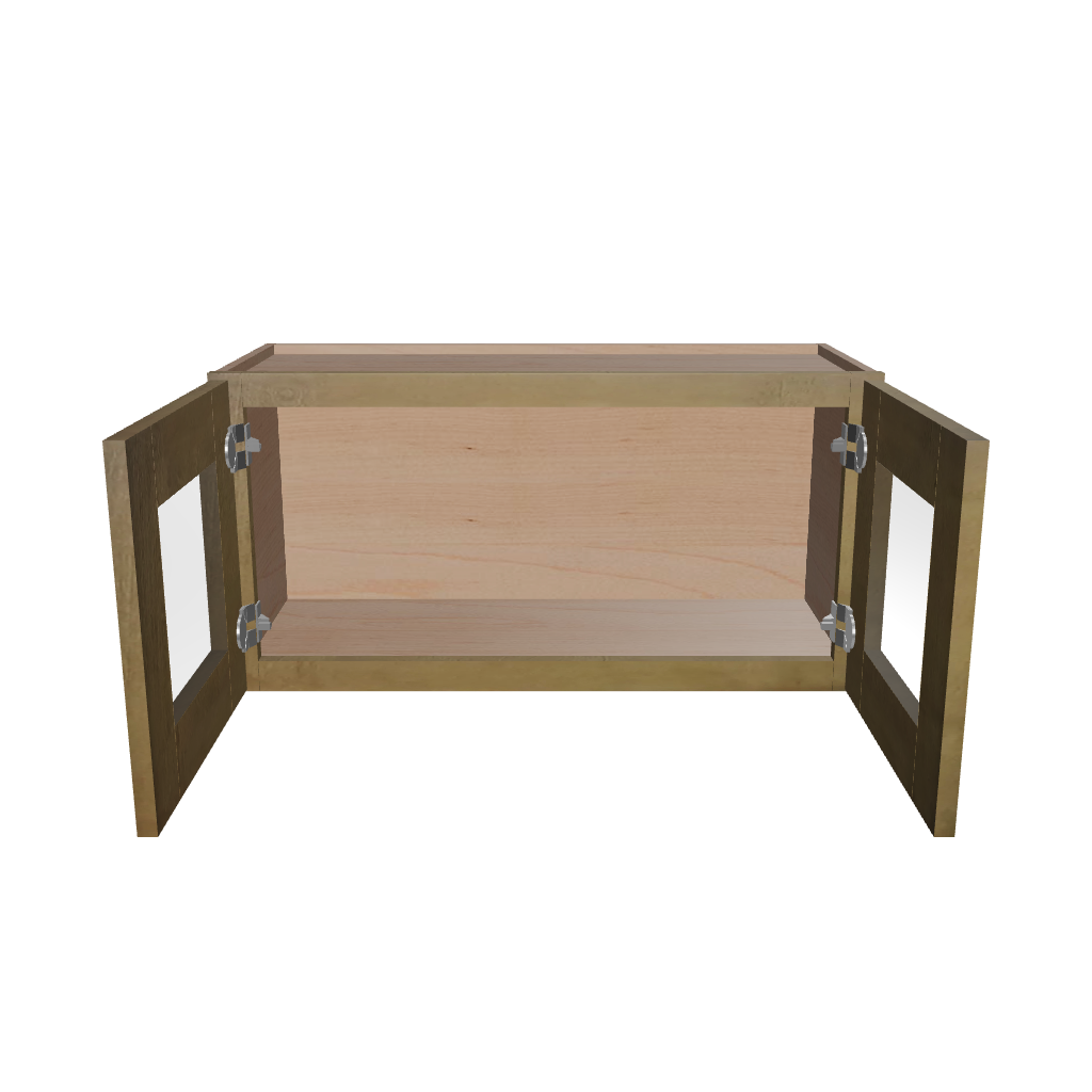 Modernform Cabinet Natural Shaker 30" W X 15" H X 12" D Double Glass Door Wall Cabinet