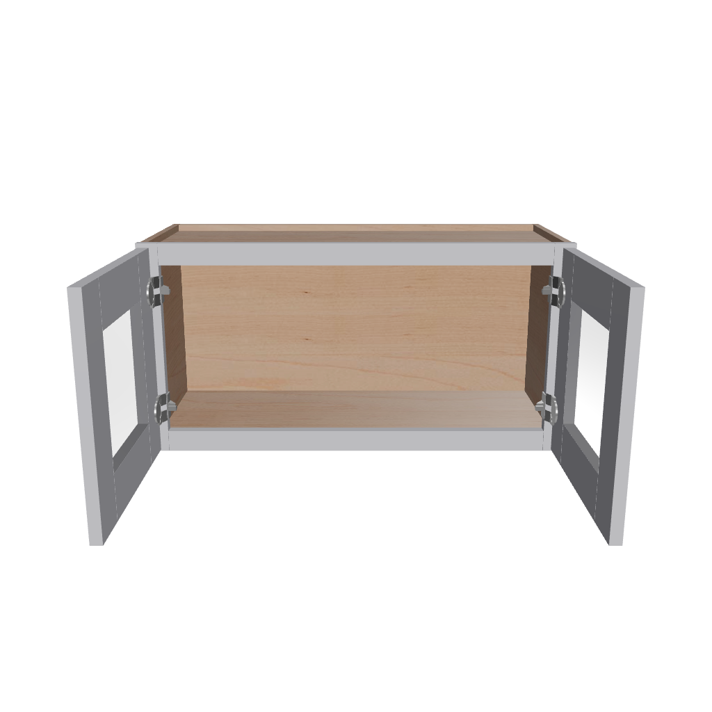Modernform Cabinet Grey Shaker 30" W X 15" H X 12" D Double Glass Door Wall Cabinet
