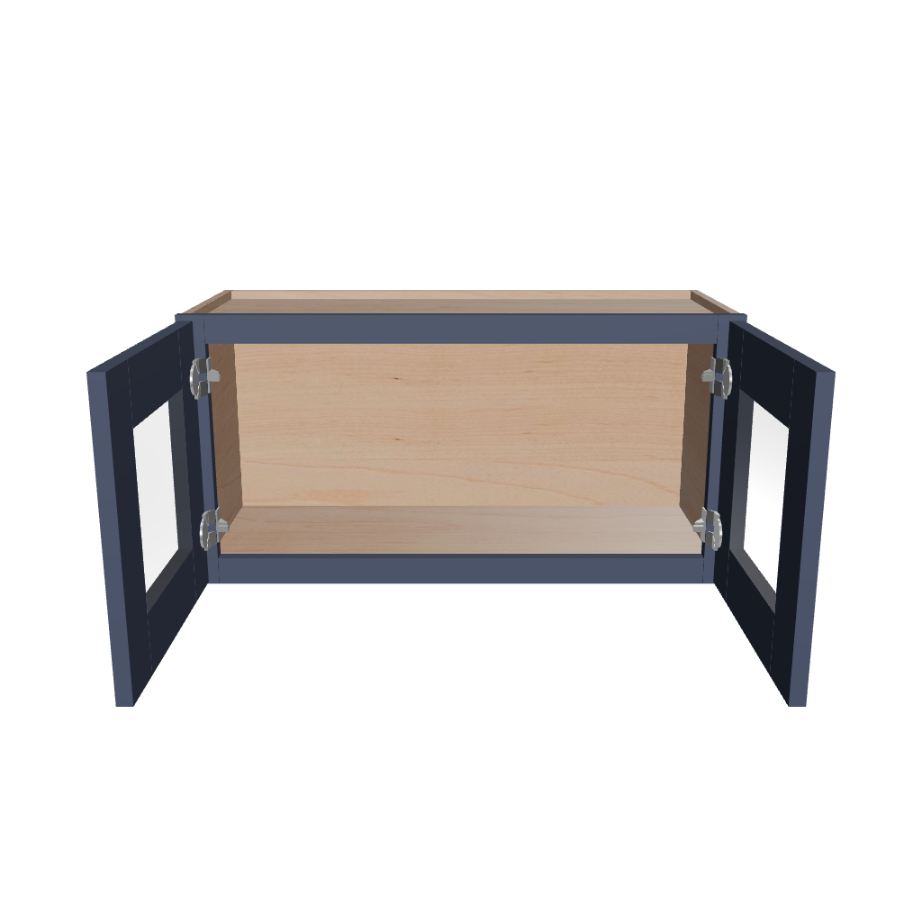 Modernform Cabinet Signature Blue 30" W X 15" H X 12" D Double Glass Door Wall Cabinet