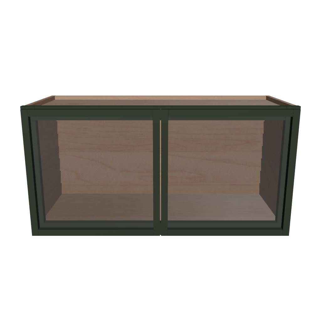 Modernform Cabinet Slim Sage Green 30" W X 15" H X 12" D Double Glass Door Wall Cabinet
