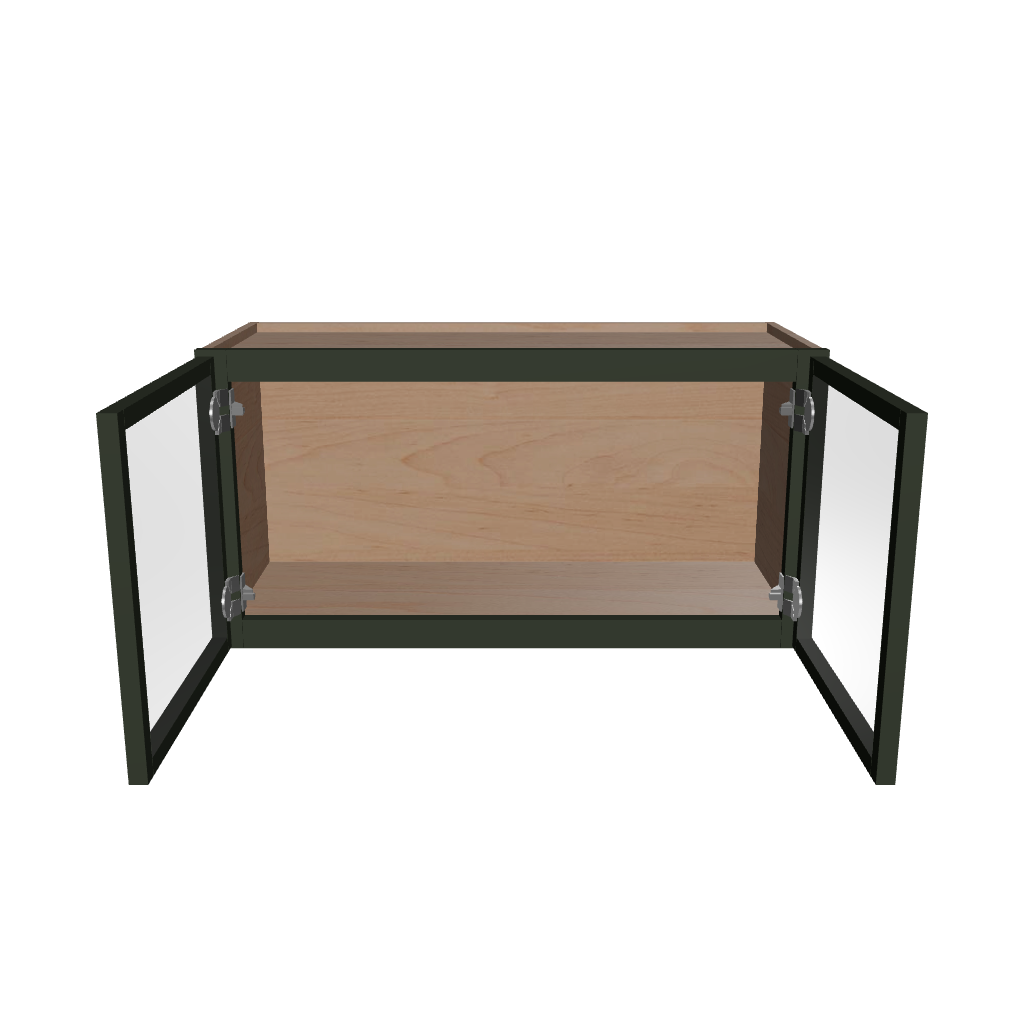 Modernform Cabinet Slim Sage Green 30" W X 15" H X 12" D Double Glass Door Wall Cabinet