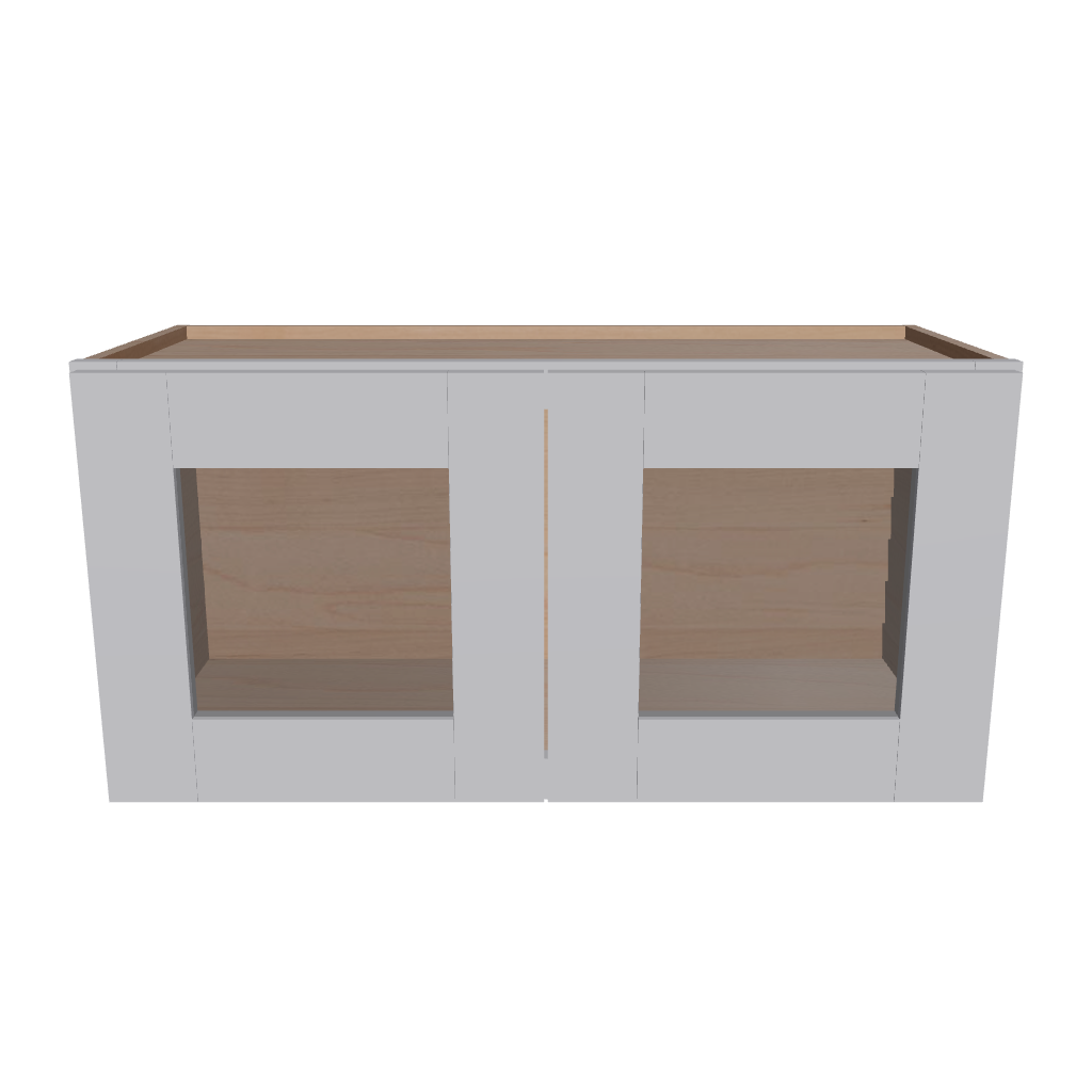 Modernform Cabinet Grey Shaker 30" W X 15" H X 12" D Double Glass Door Wall Cabinet