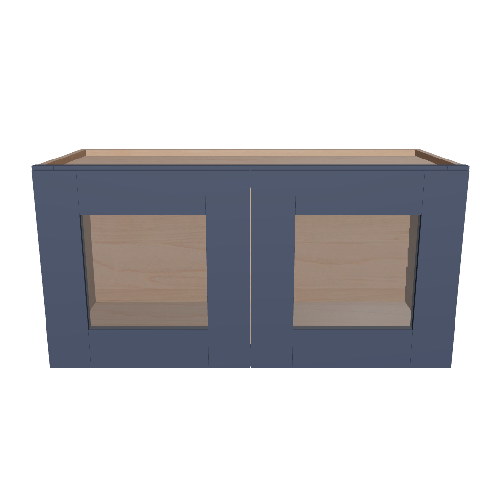 Modernform Cabinet Signature Blue 30" W X 15" H X 12" D Double Glass Door Wall Cabinet