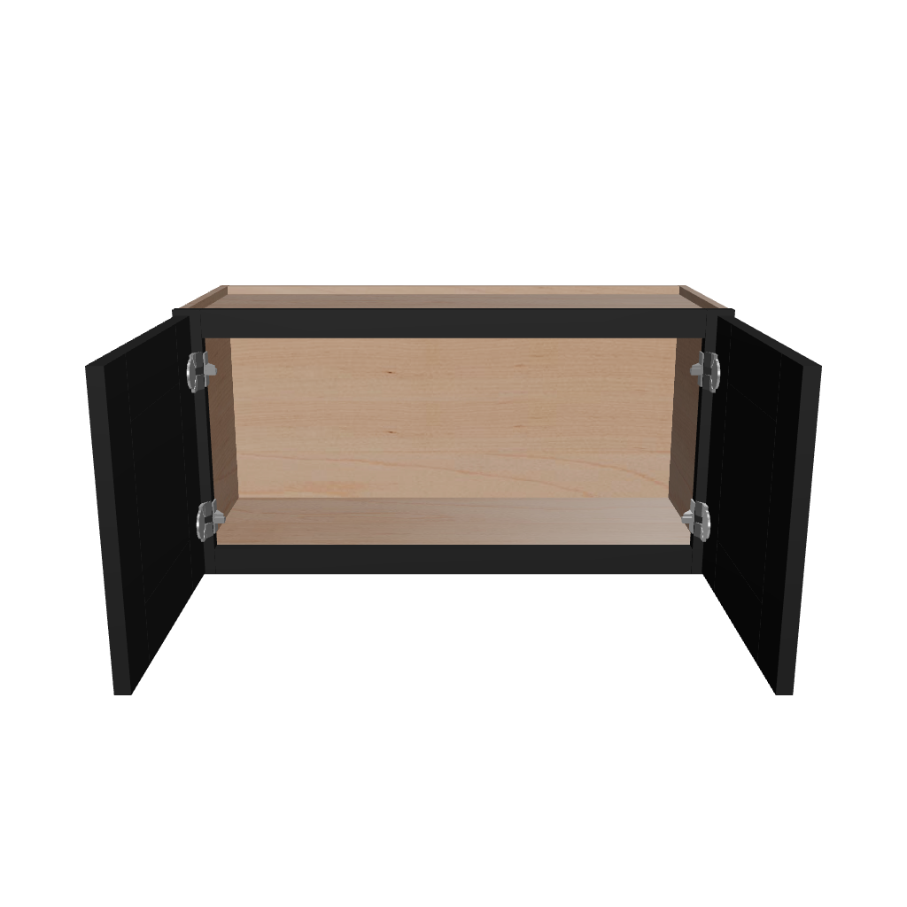 Modernform Cabinet Onyx Black Shaker 30" W X 15" H X 12" D Double Door Wall Cabinet
