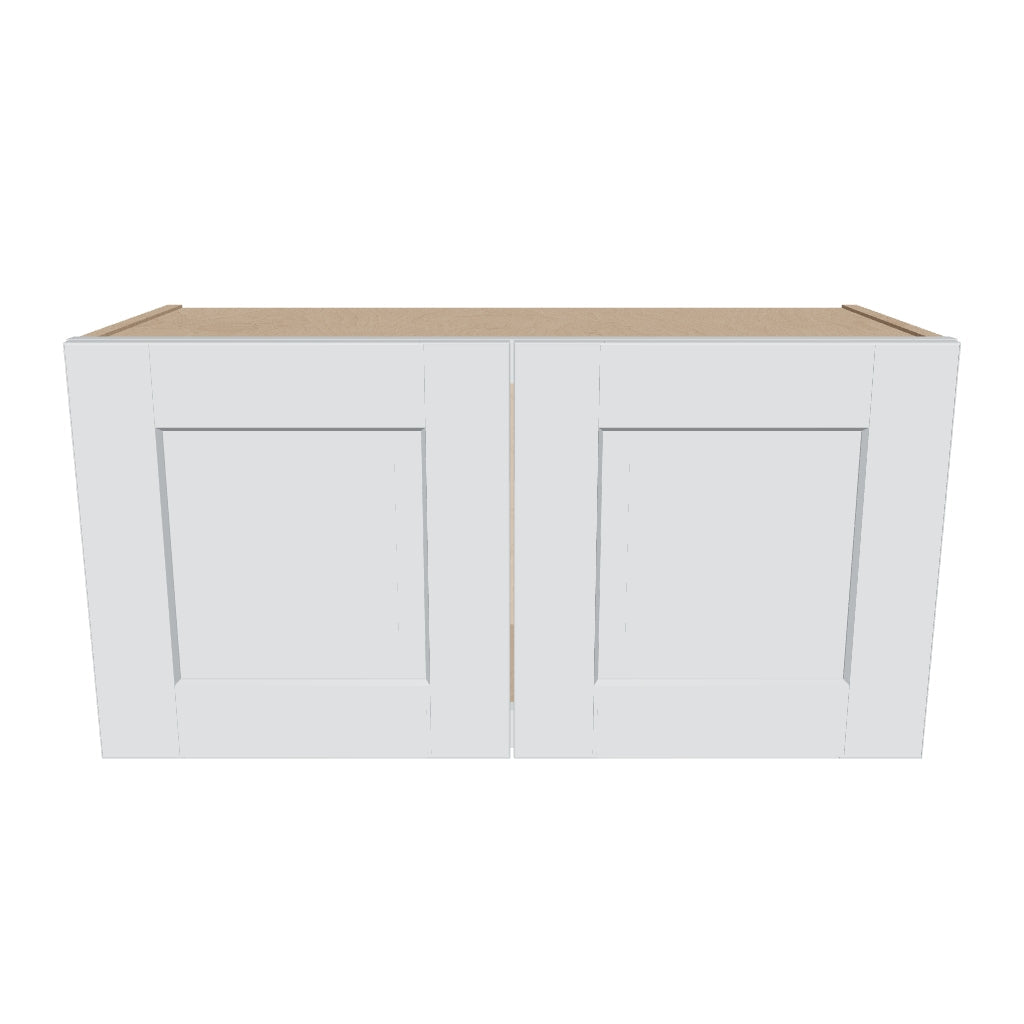 J&K White Shaker S8 Double Door Wall Cabinet   30" W x 15" H