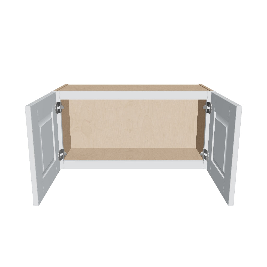 J&K White Shaker S8 Double Door Wall Cabinet   30" W x 15" H