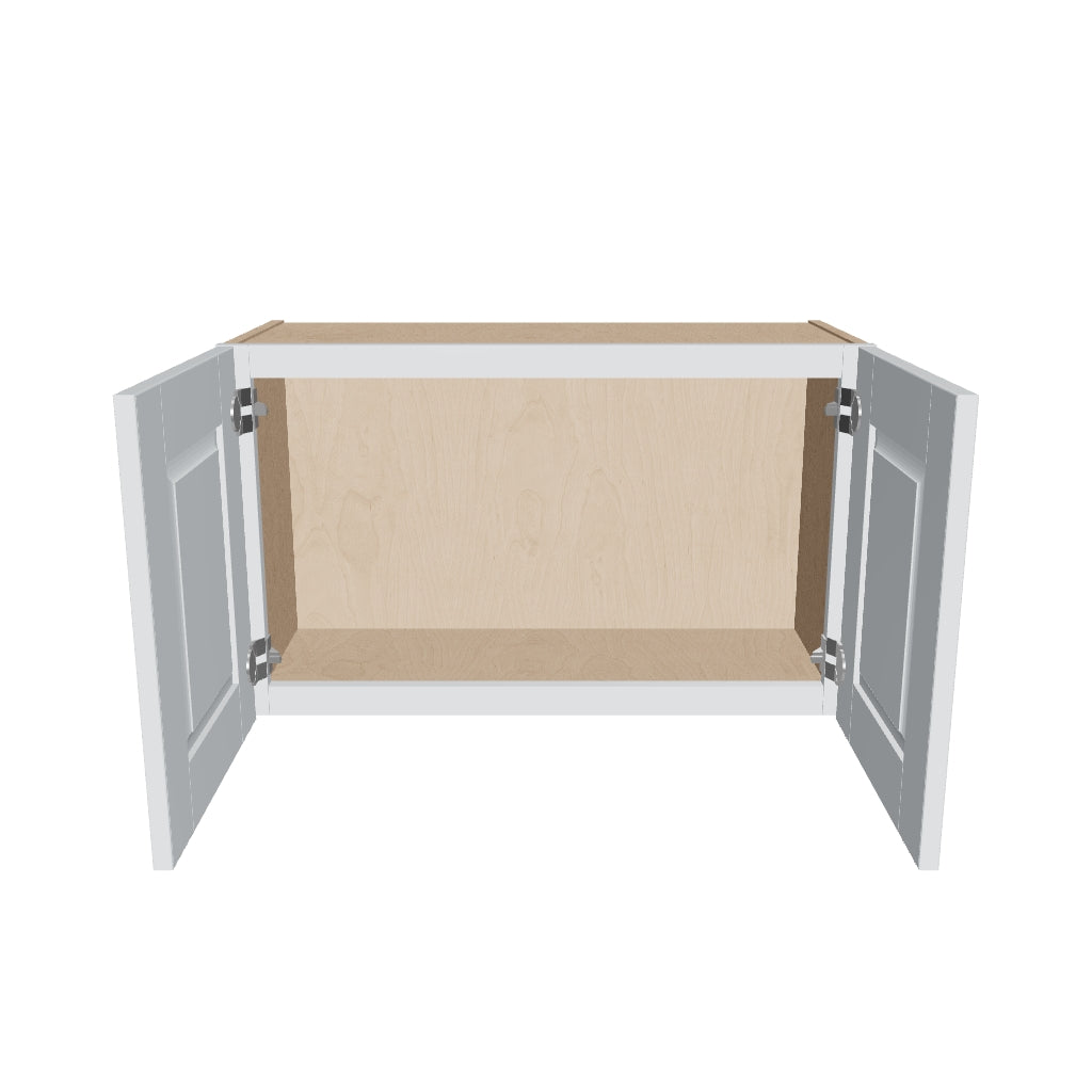 J&K White Shaker S8 Double Door Wall Cabinet   30" W x 18" H
