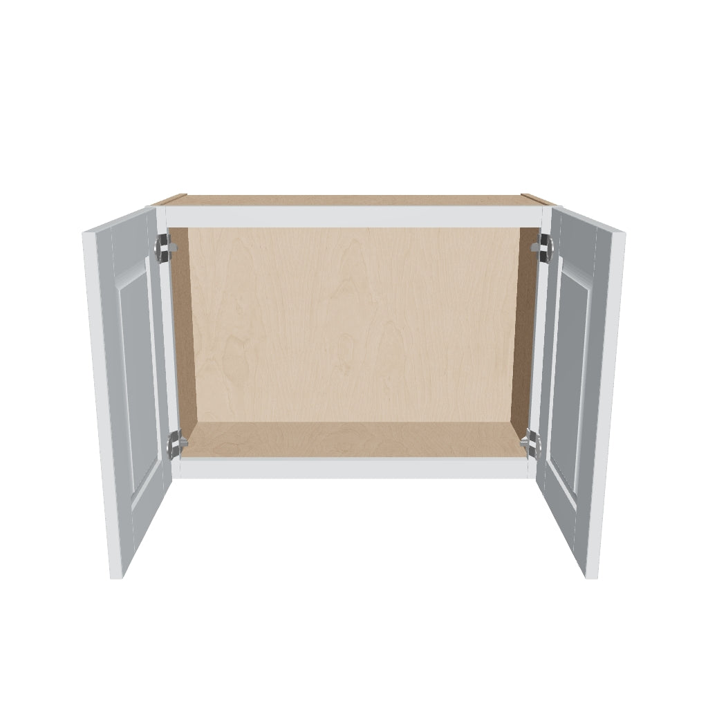 J&K White Shaker S8 Double Door Wall Cabinet   30" W x 21" H