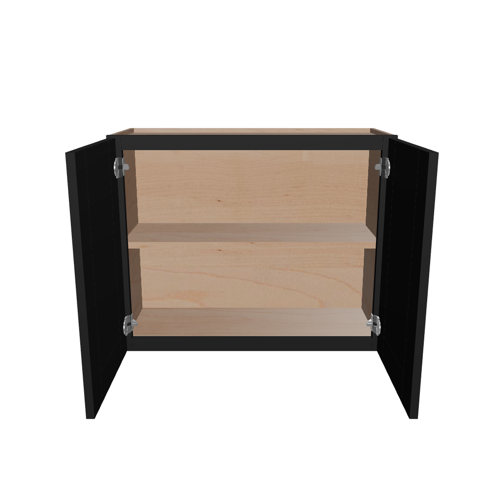 Modernform Cabinet Onyx Black Shaker 30" W X 24" H X 12" D Double Door Wall Cabinet
