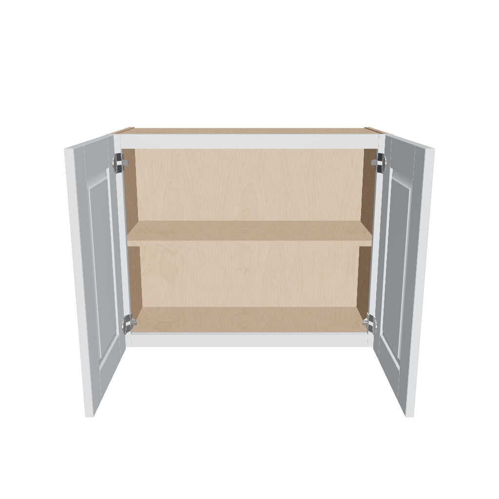 J&K White Shaker S8 Double Door Wall Cabinet   30" W x 24" H