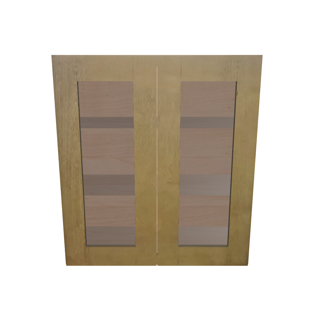 Modernform Cabinet Natural Shaker 30" W X 30" H X 12" D Double Glass Door Wall Cabinet