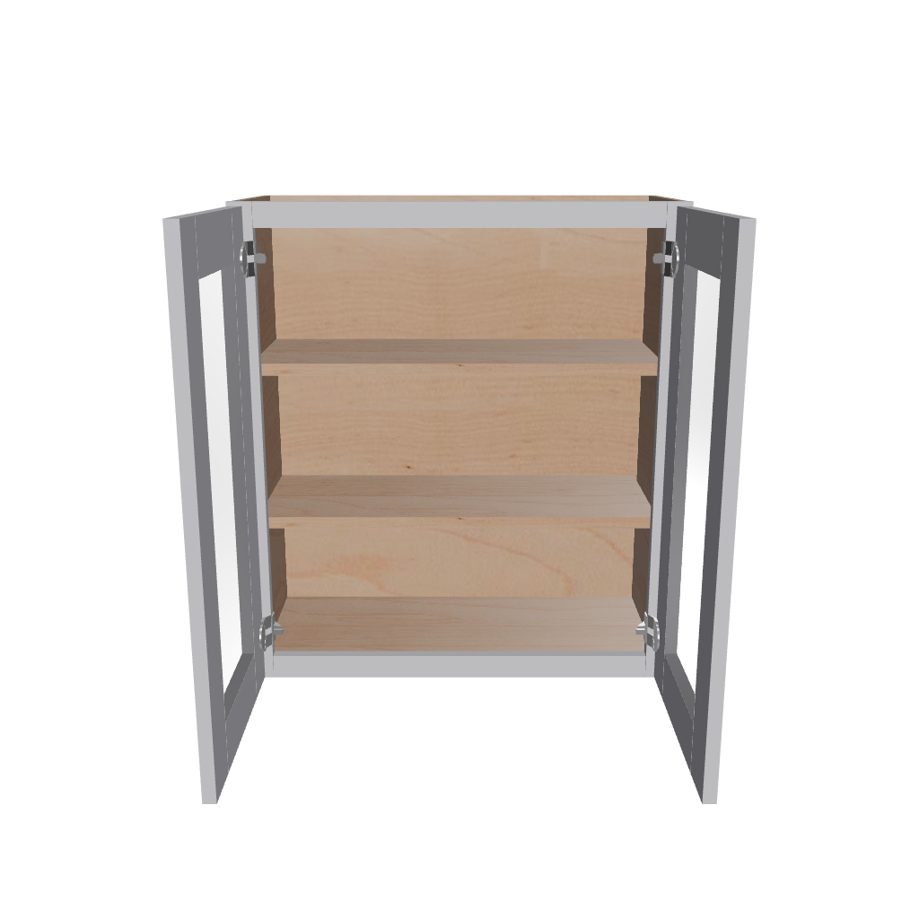 Modernform Cabinet Grey Shaker 30" W X 30" H X 12" D Double Glass Door Wall Cabinet