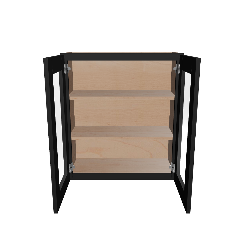 Modernform Cabinet Onyx Black Shaker 30" W X 30" H X 12" D Double Glass Door Wall Cabinet