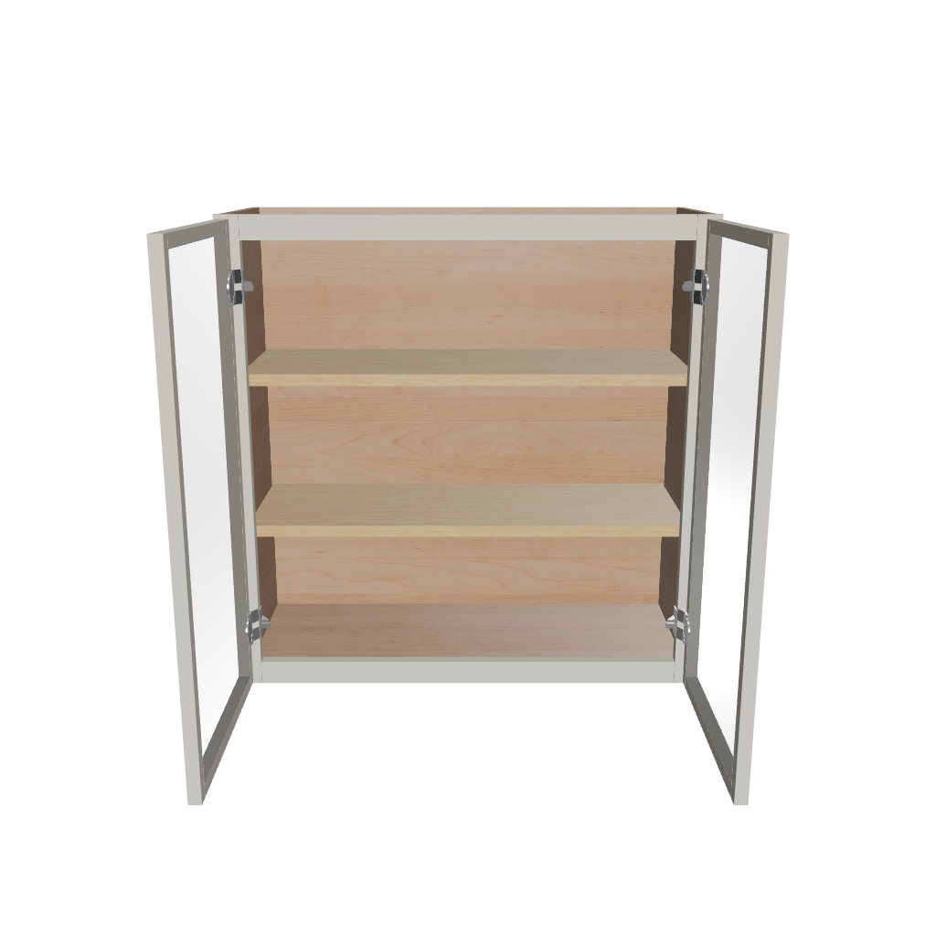 Modernform Cabinet Slim Dove White 30" W X 30" H X 12" D Double Glass Door Wall Cabinet