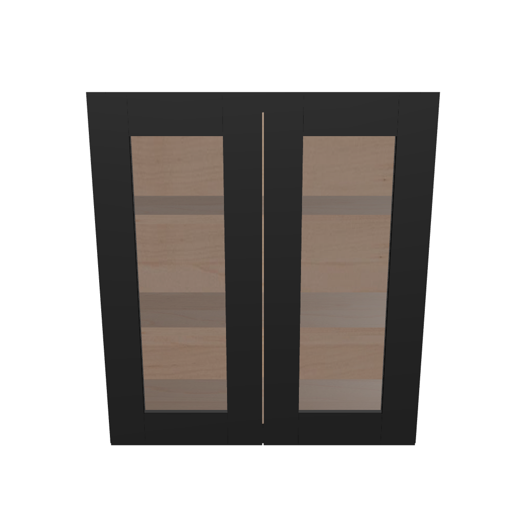 Modernform Cabinet Onyx Black Shaker 30" W X 30" H X 12" D Double Glass Door Wall Cabinet