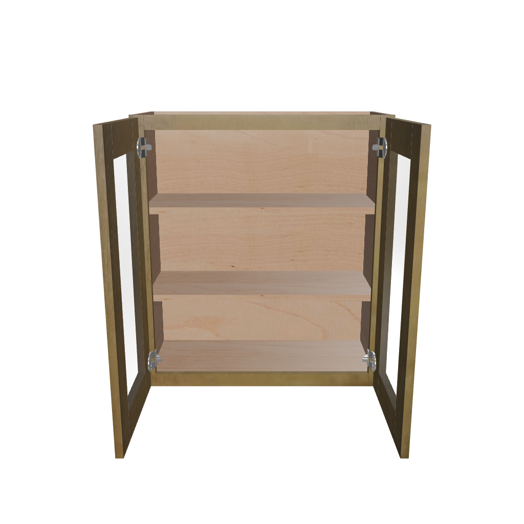 Modernform Cabinet Natural Shaker 30" W X 30" H X 12" D Double Glass Door Wall Cabinet