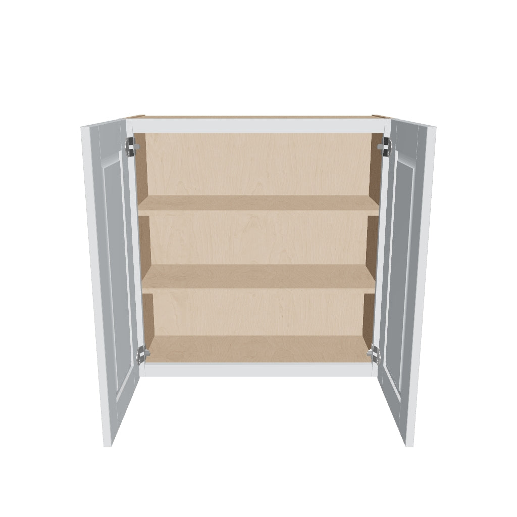 J&K White Shaker S8 Double Door Wall Cabinet   30" W x 30" H