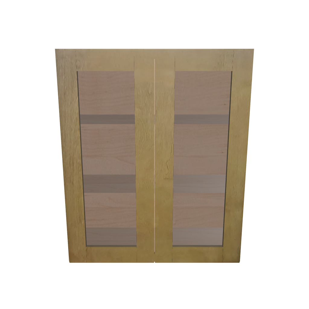 Modernform Cabinet Natural Shaker 30" W X 36" H X 12" D Double Glass Door Wall Cabinet