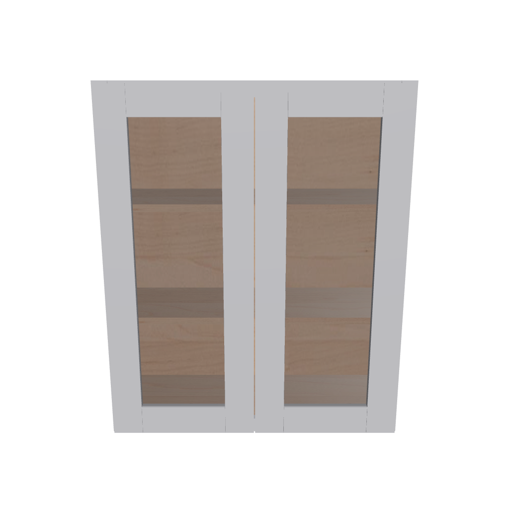 Modernform Cabinet Grey Shaker 30" W X 36" H X 12" D Double Glass Door Wall Cabinet