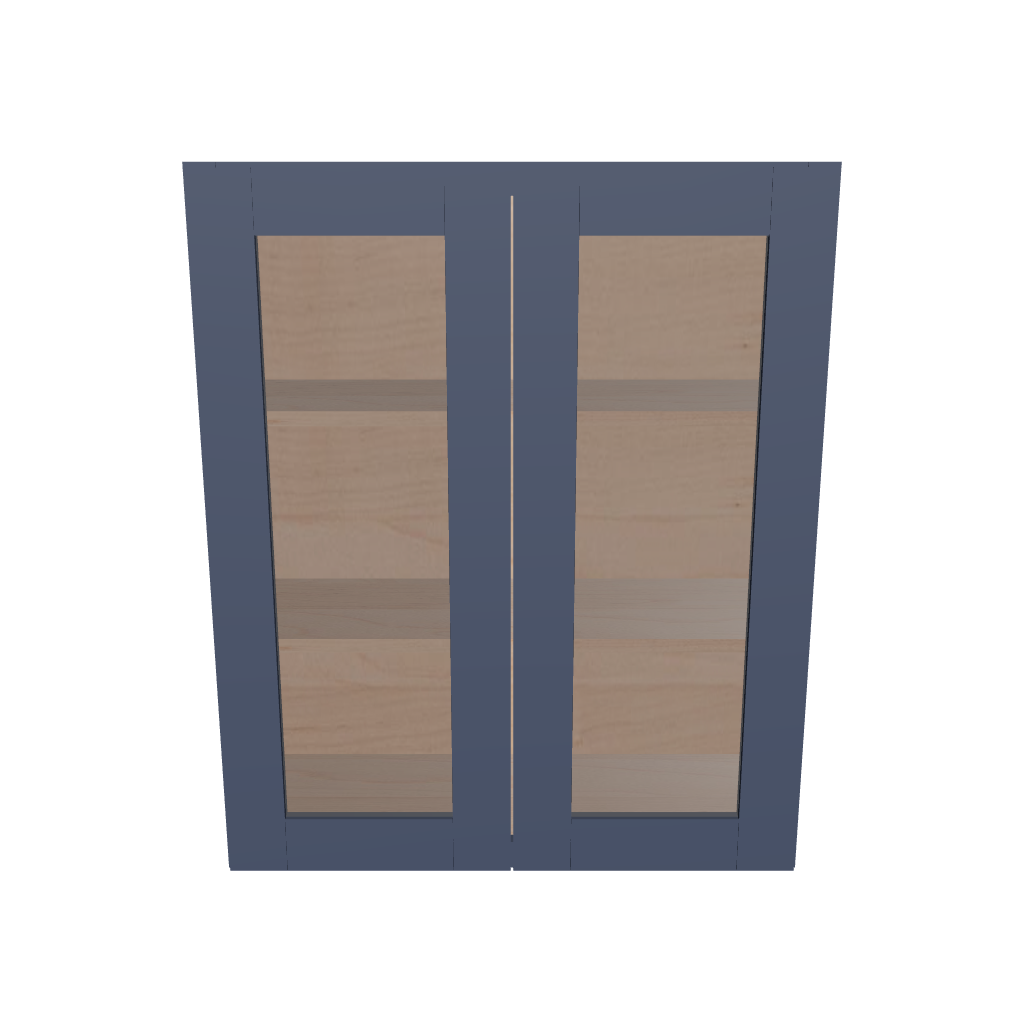 Modernform Cabinet Signature Blue 30" W X 36" H X 12" D Double Glass Door Wall Cabinet