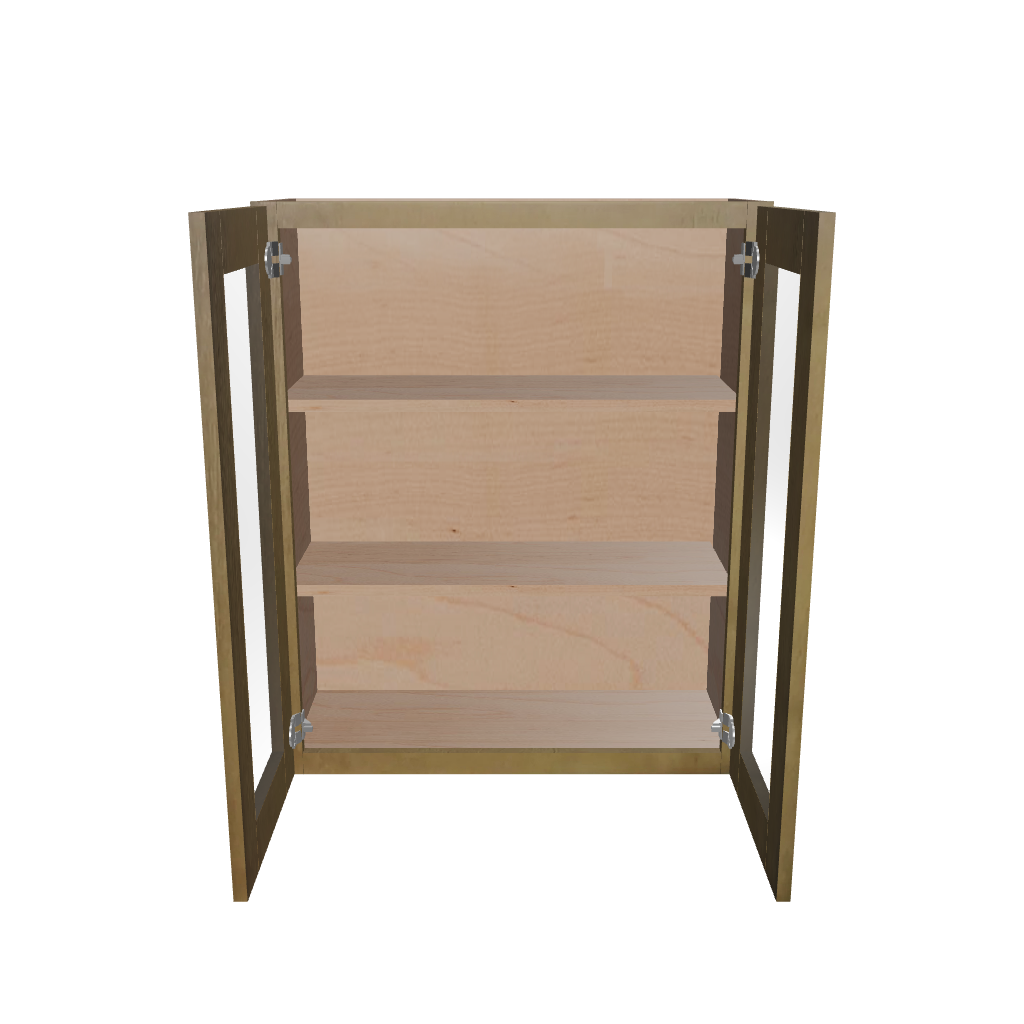 Modernform Cabinet Natural Shaker 30" W X 36" H X 12" D Double Glass Door Wall Cabinet