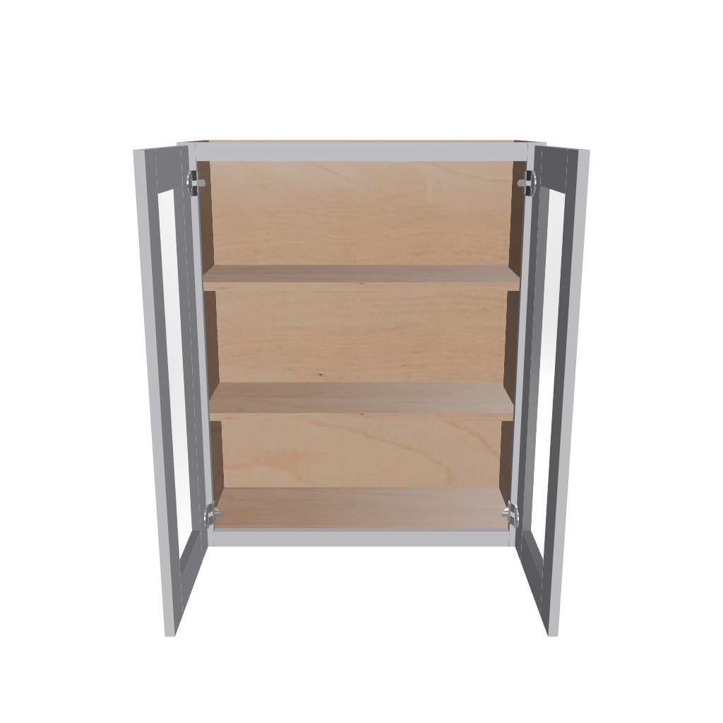Modernform Cabinet Grey Shaker 30" W X 36" H X 12" D Double Glass Door Wall Cabinet