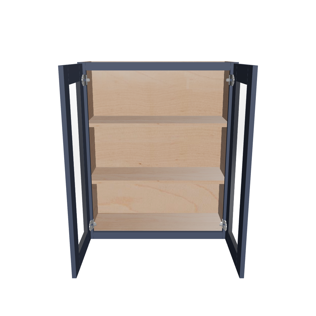 Modernform Cabinet Signature Blue 30" W X 36" H X 12" D Double Glass Door Wall Cabinet