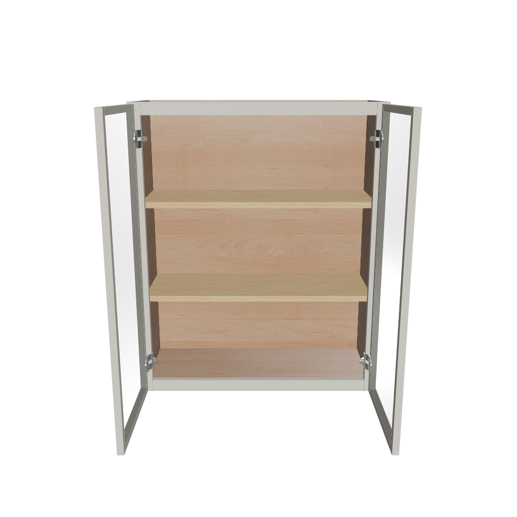 Modernform Cabinet Slim Dove White 30" W X 36" H X 12" D Double Glass Door Wall Cabinet