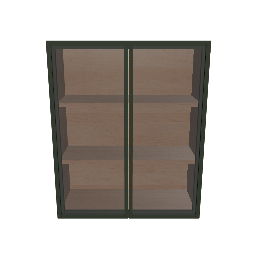Modernform Cabinet Slim Sage Green 30" W X 36" H X 12" D Double Glass Door Wall Cabinet