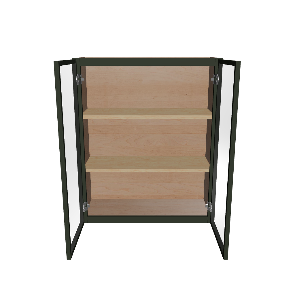 Modernform Cabinet Slim Sage Green 30" W X 36" H X 12" D Double Glass Door Wall Cabinet