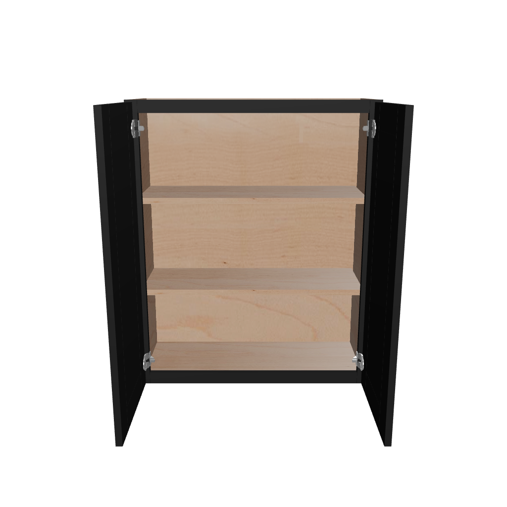 Modernform Cabinet Onyx Black Shaker 30" W X 36" H X 12" D Double Door Wall Cabinet