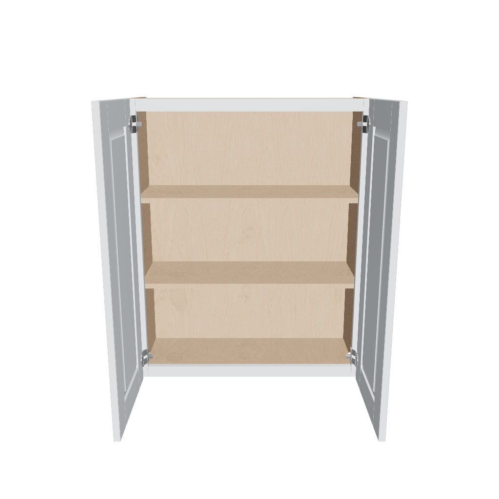 J&K White Shaker S8 Double Door Wall Cabinet   30" W x 36" H