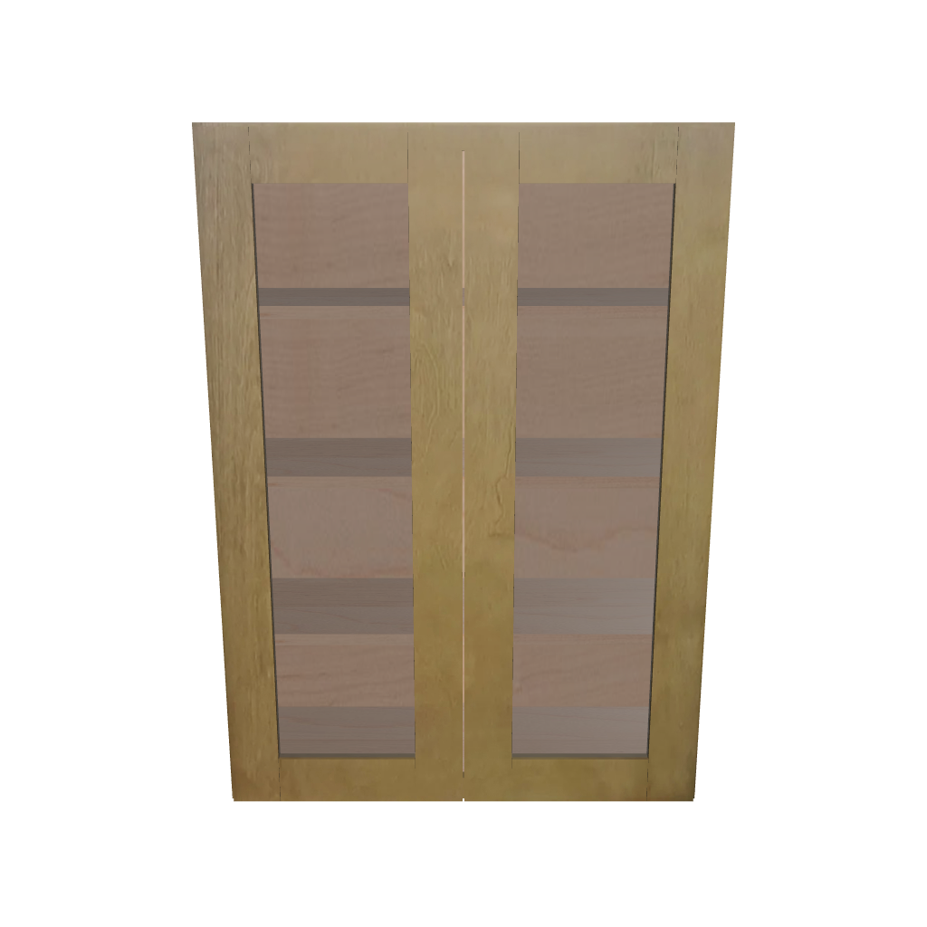 Modernform Cabinet Natural Shaker 30" W X 42" H X 12" D Double Glass Door Wall Cabinet