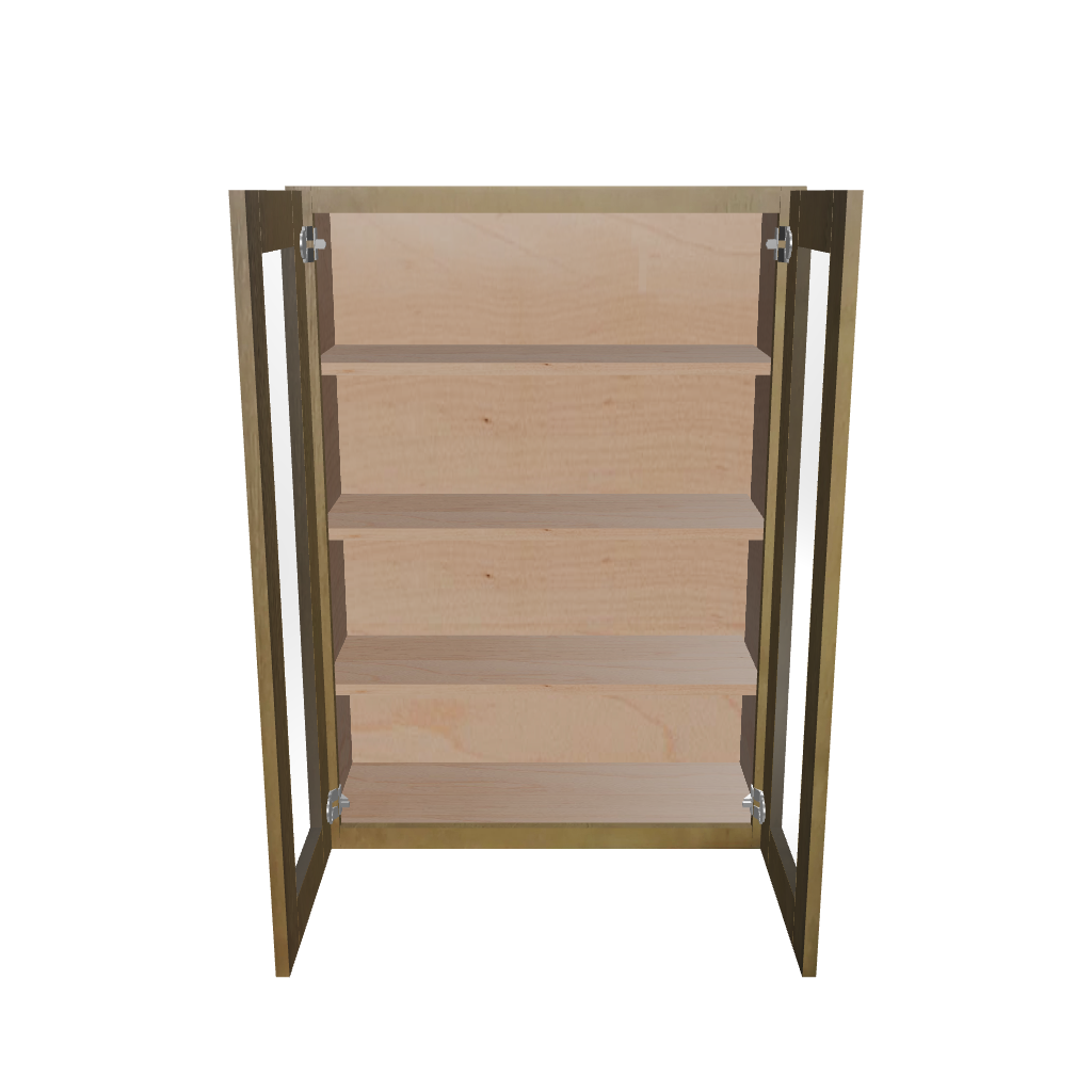 Modernform Cabinet Natural Shaker 30" W X 42" H X 12" D Double Glass Door Wall Cabinet