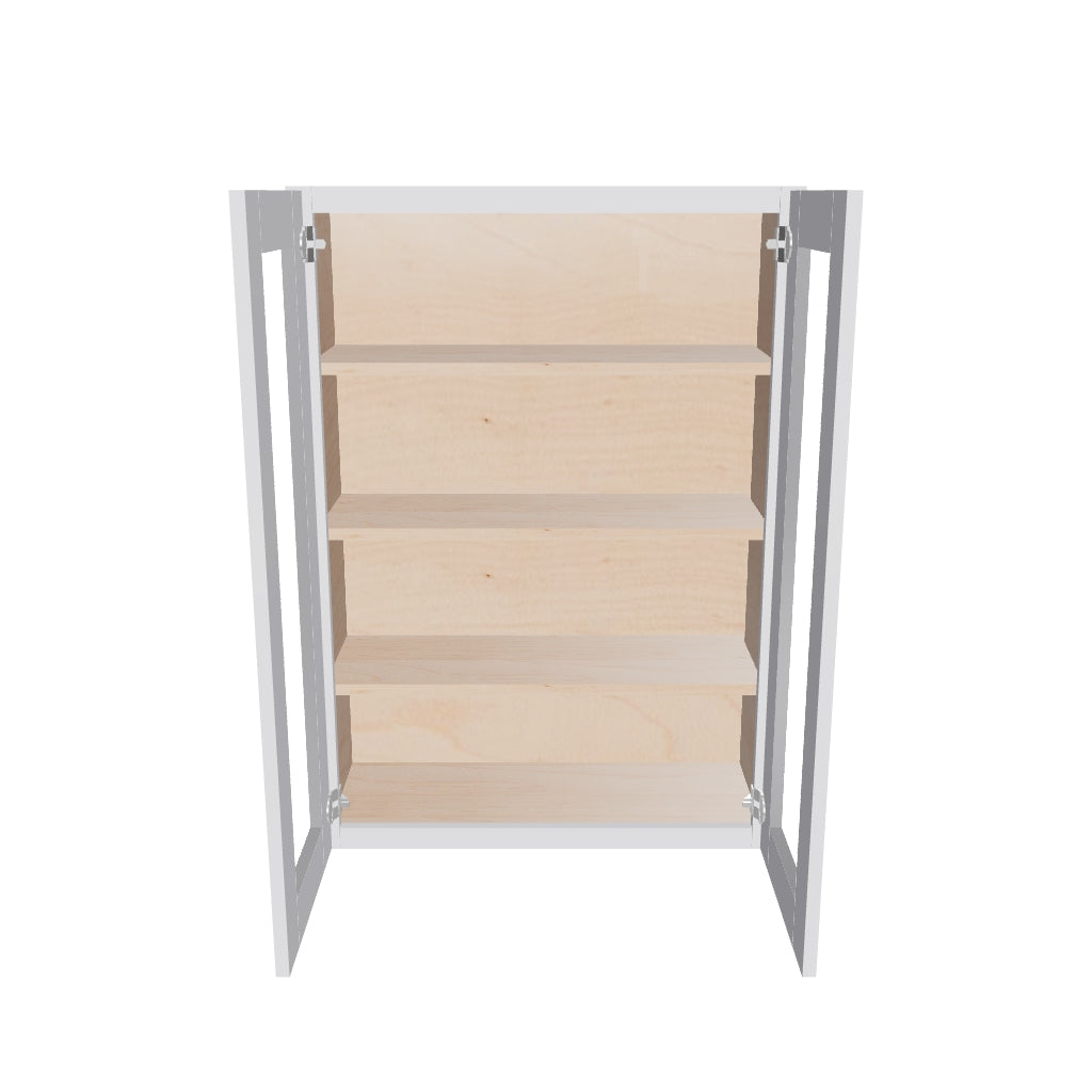 Modernform Cabinet Grey Shaker 30" W X 42" H X 12" D Double Glass Door Wall Cabinet